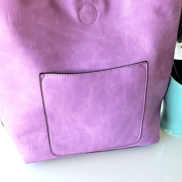 💜 Vegan Leather Classic Hobo Bag in Vibrant Purple - Picture 8 of 16
